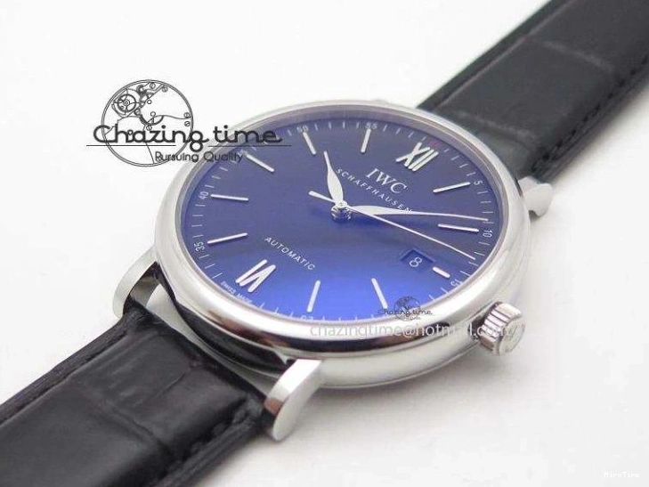 MIROTIME 0511 GoodFit Portofino SCHAFFHAUSEN SS MKF 1:1 V2 Best Edition Black Dial On Black Leather Strap A 7350